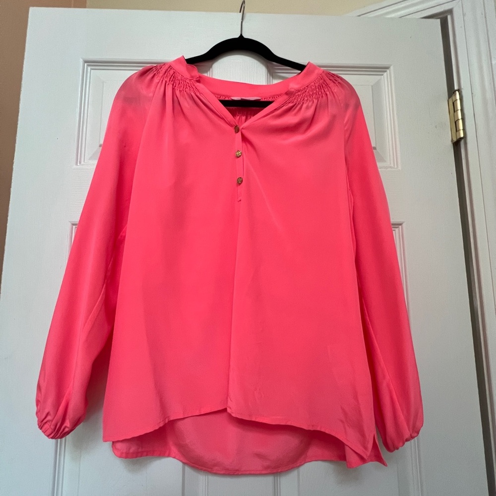 Lilly Pulitzer Coral Pink Elsa Silk Top EUC